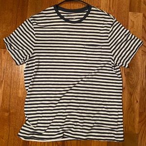 Men’s Club Room Navy Blue & White Striped Tee L